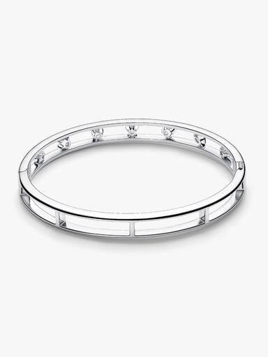 Sterling silver bangle with 0.35 ct TW G-I VS+ round brilliant very good cut lab-grown diamonds