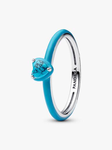 Anillo Gema Corazón Color Turquesa