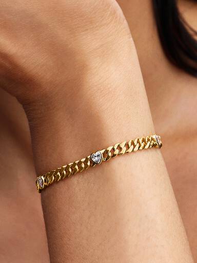 Pulsera de Cadena Cubana Corazón