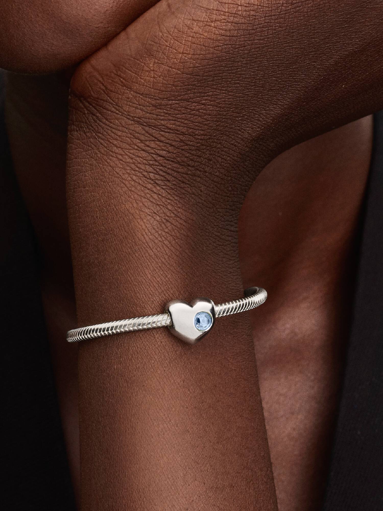 Charm Grabable Corazón Gema Azul Aguamarina