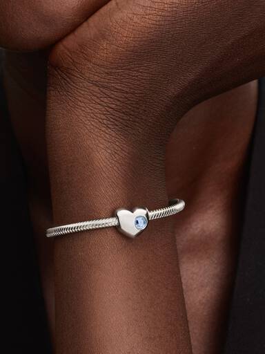 Charm Grabable Corazón Gema Azul Aguamarina