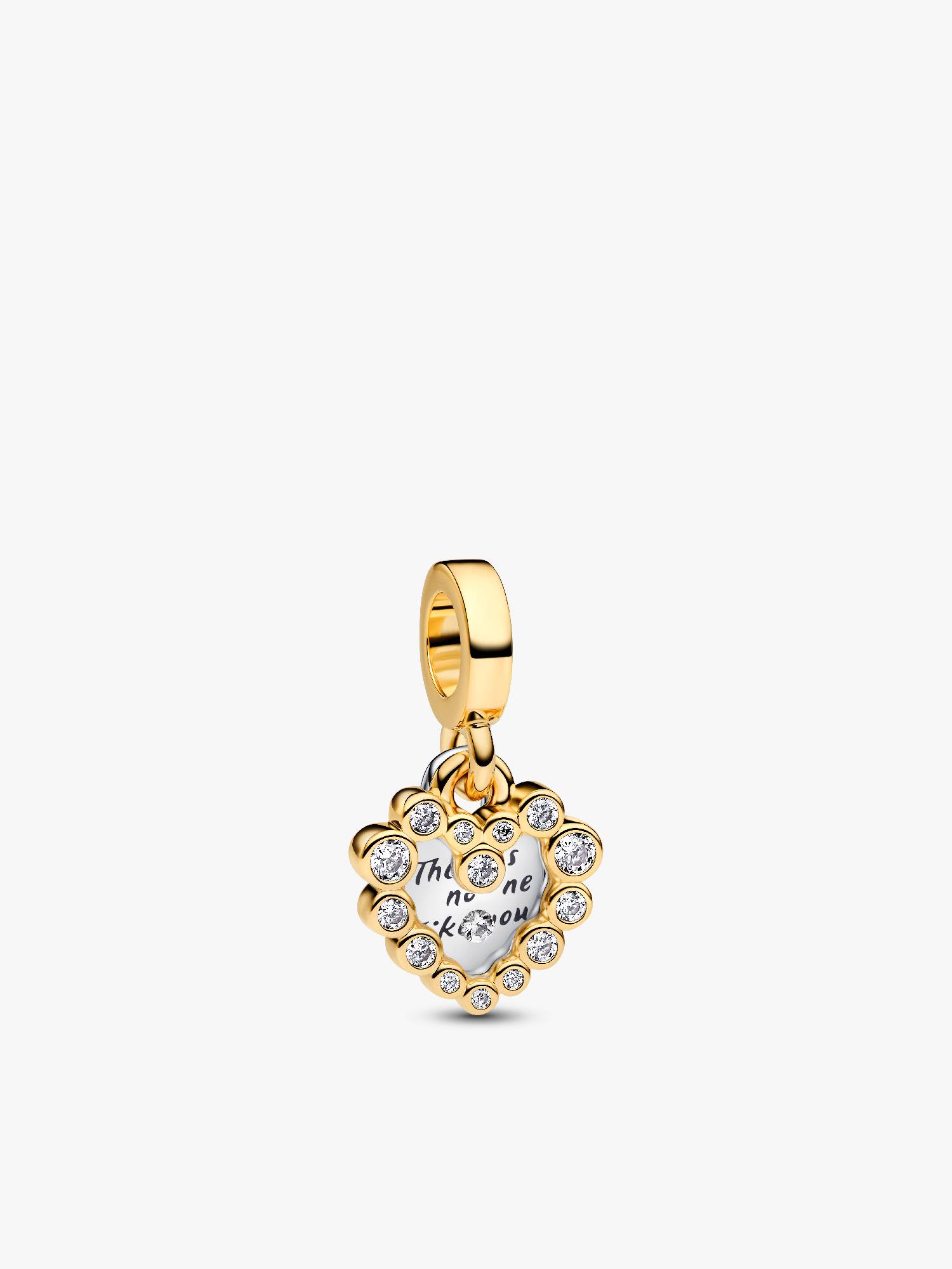 Charm Colgante Doble Corazón Brillante
