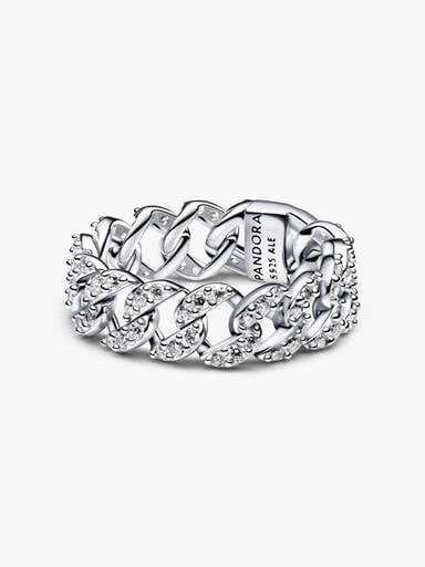 Anillo Cadena Cubana en Pavé