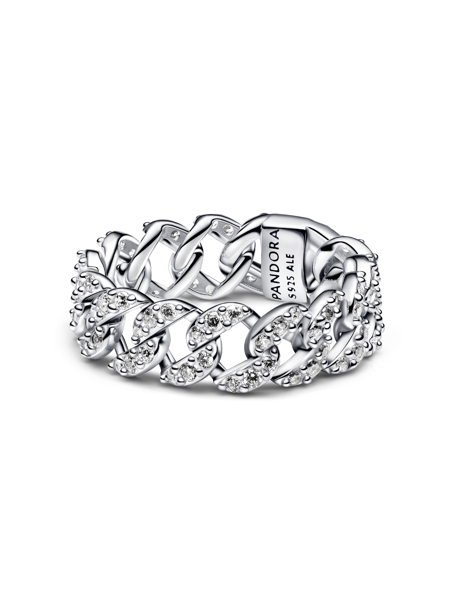 Anillo Cadena Cubana en Pavé