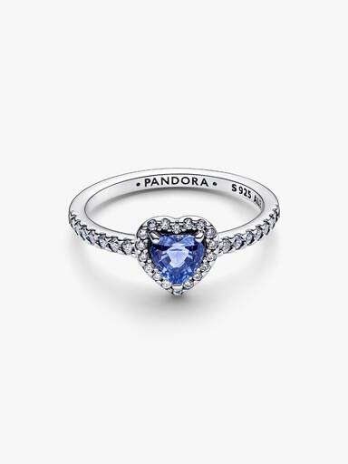Anillo Corazón Azul en Relieve Brillante