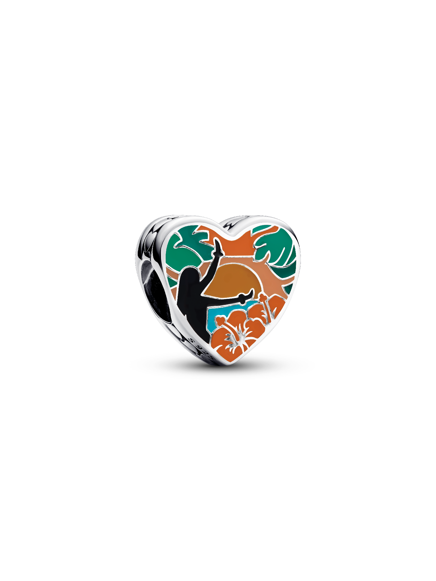 Hawaii sterling silver charm with orange, black, blue, green, yellow and brown enamel