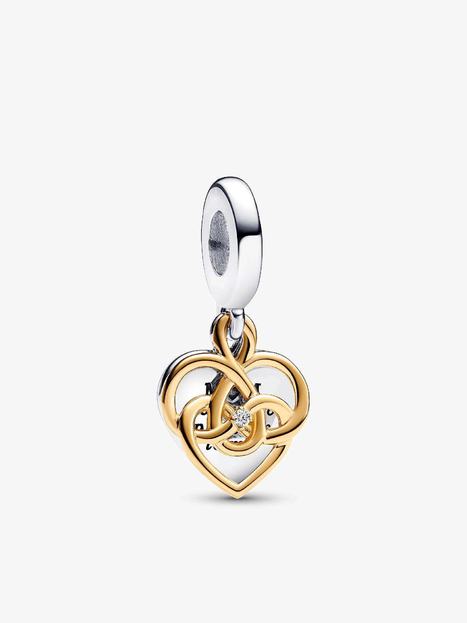 Charm Colgante Doble Grabable Mama con un Diamante Sintético Creado en Laboratorio