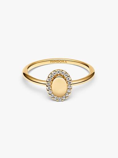 Anillo Halo Ovalado Grabable