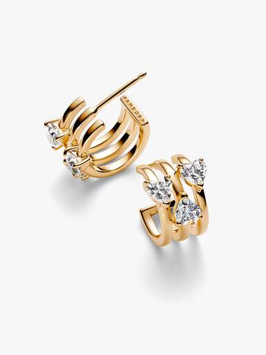 Pendientes de Aro Triple Corazón