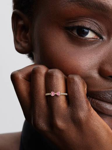 Anillo Lazo Rosa Brillante