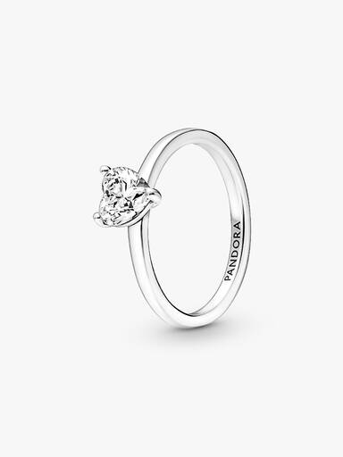 Anillo Solitario Corazón Brillante