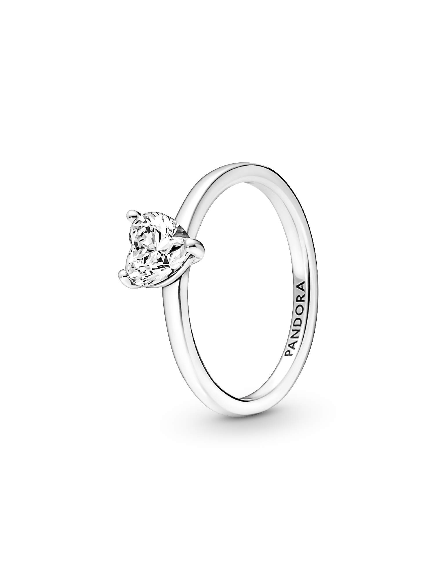 Anillo Solitario Corazón Brillante