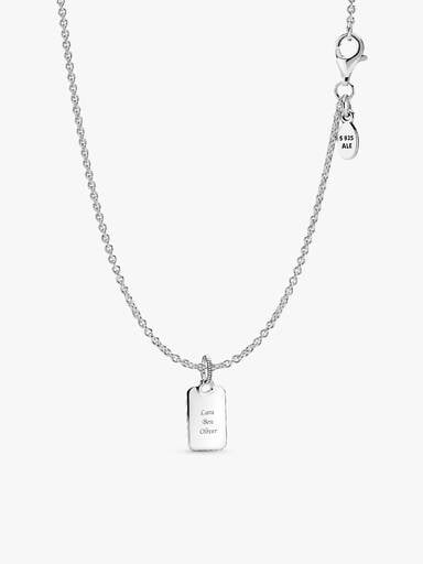Conjunto de Regalo Cadena y Colgante Etiqueta Rectangular Para Grabar