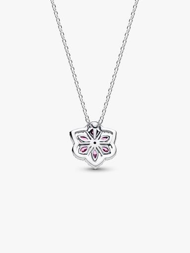 Collar Herbario Flor Rosa Brillante