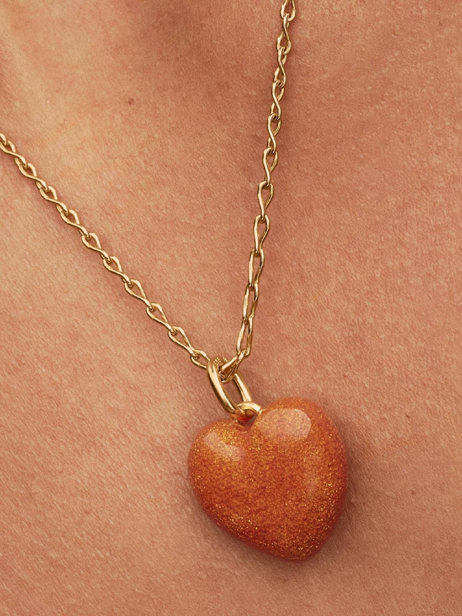 Charm colgante Corazón Volumen Naranja