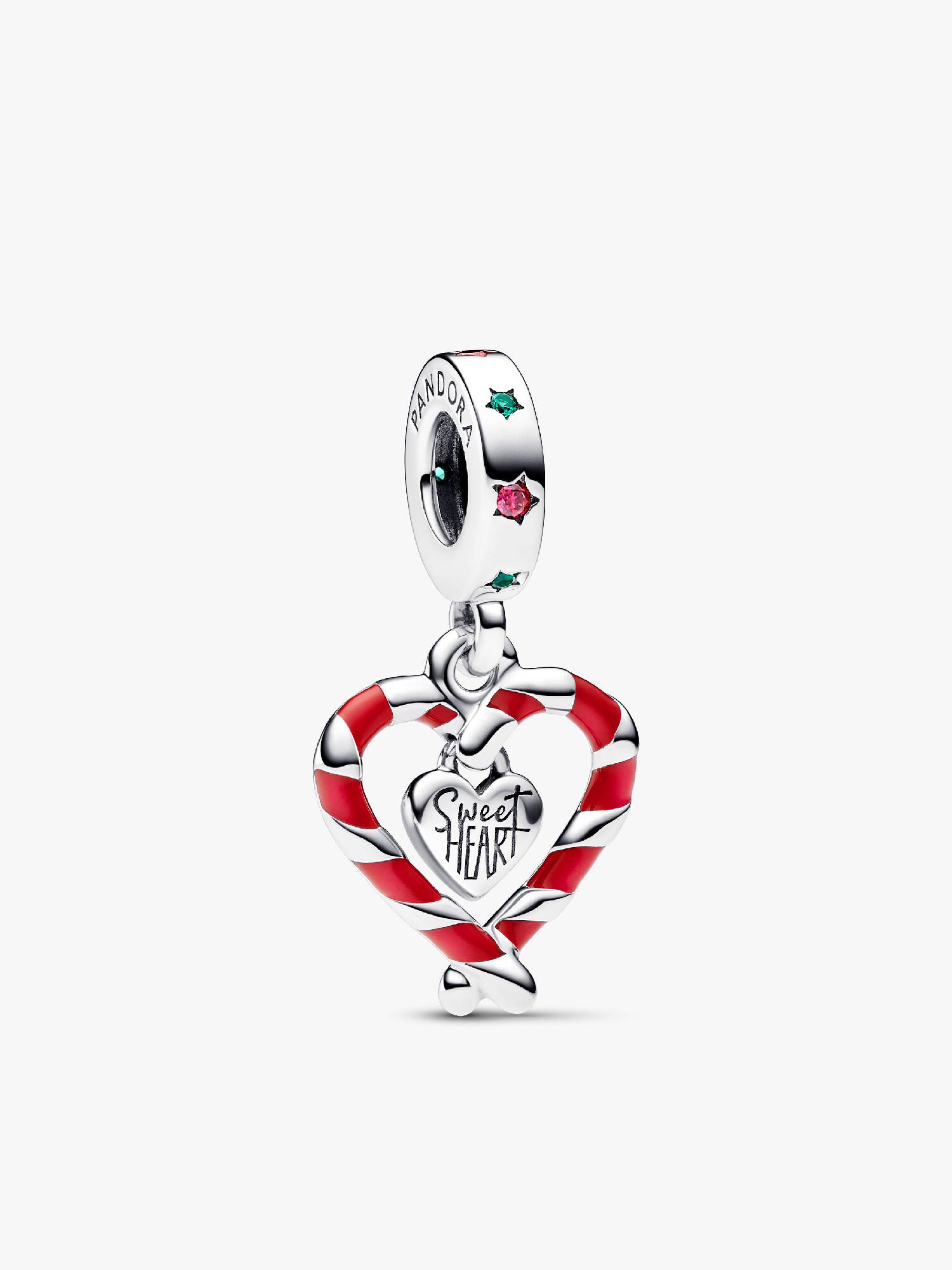 Charm Colgante Corazón Bastón Caramelo Doble de Navidad