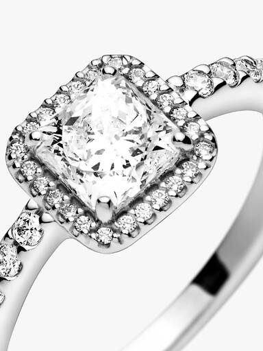 Anillo Cuadrado Halo con Brillo