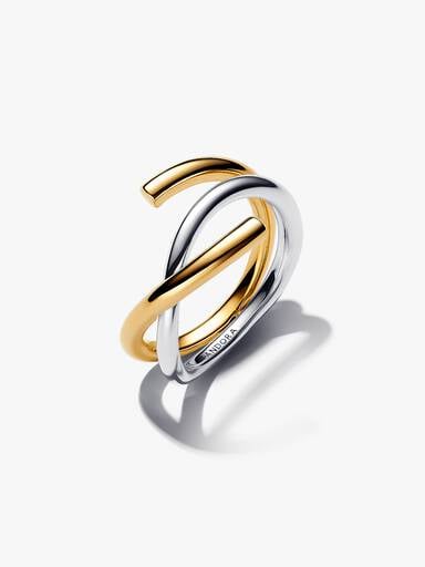 Anillo Forma Orgánica en Dos Tonos