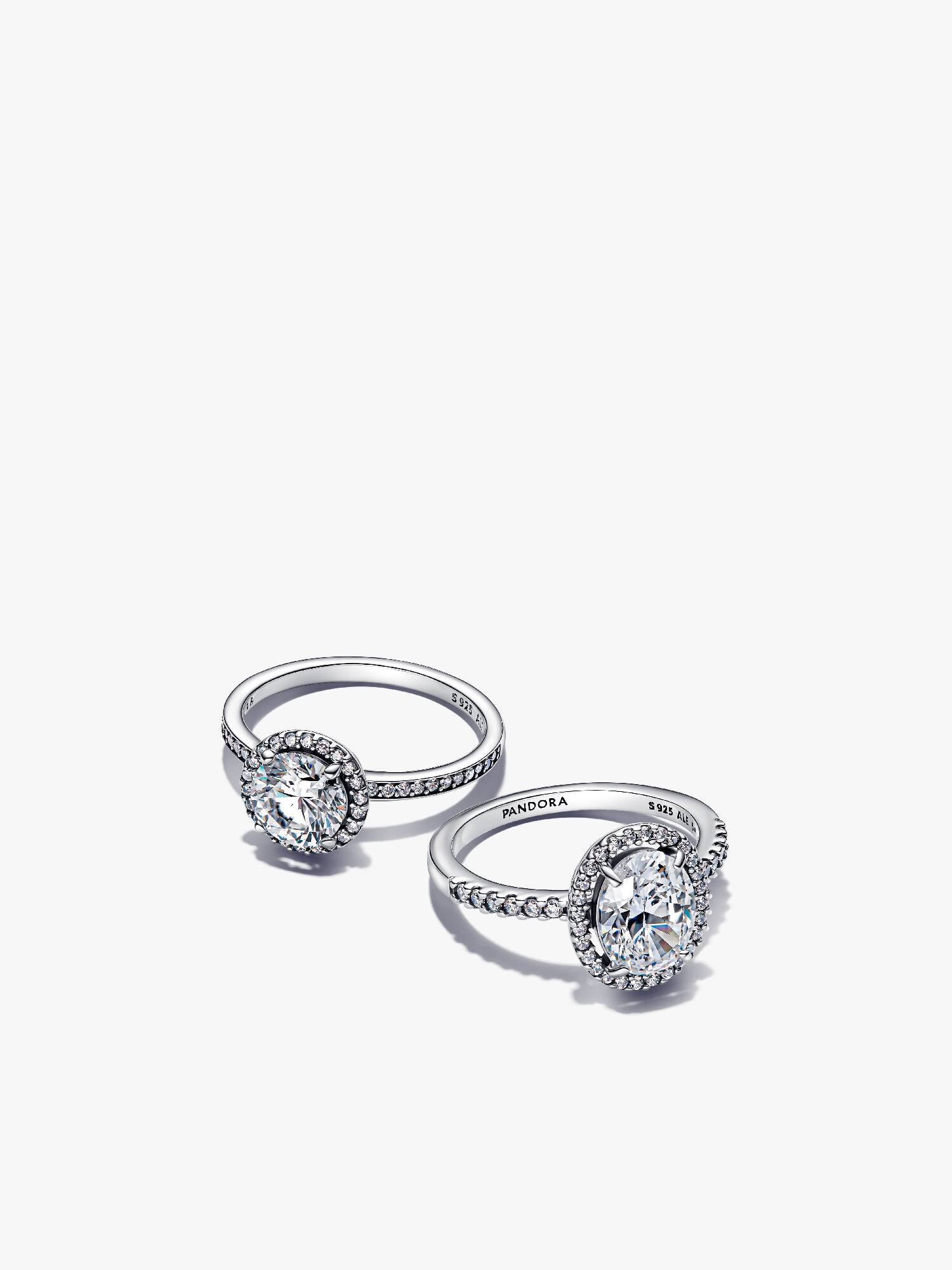 Conjunto de Anillos Halo Ovalado Brillante
