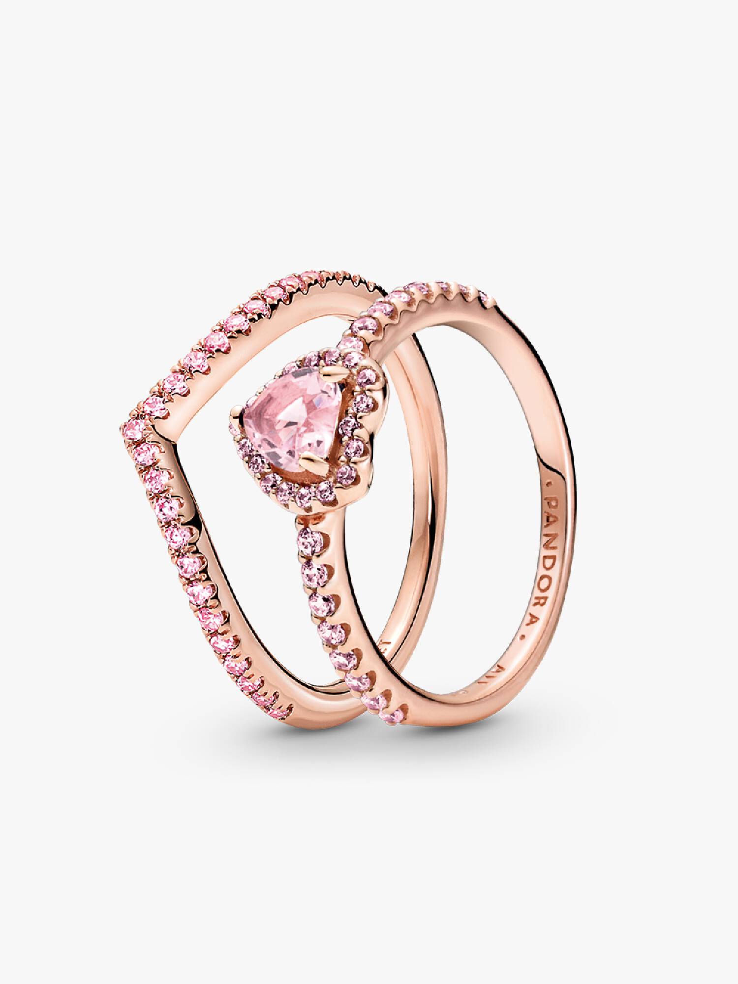 Conjunto de Anillos Deseo Corazón Rosa