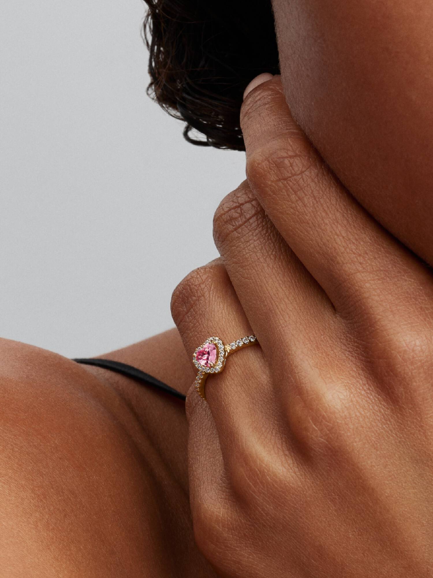 Anillo Corazón Elevado Rosa