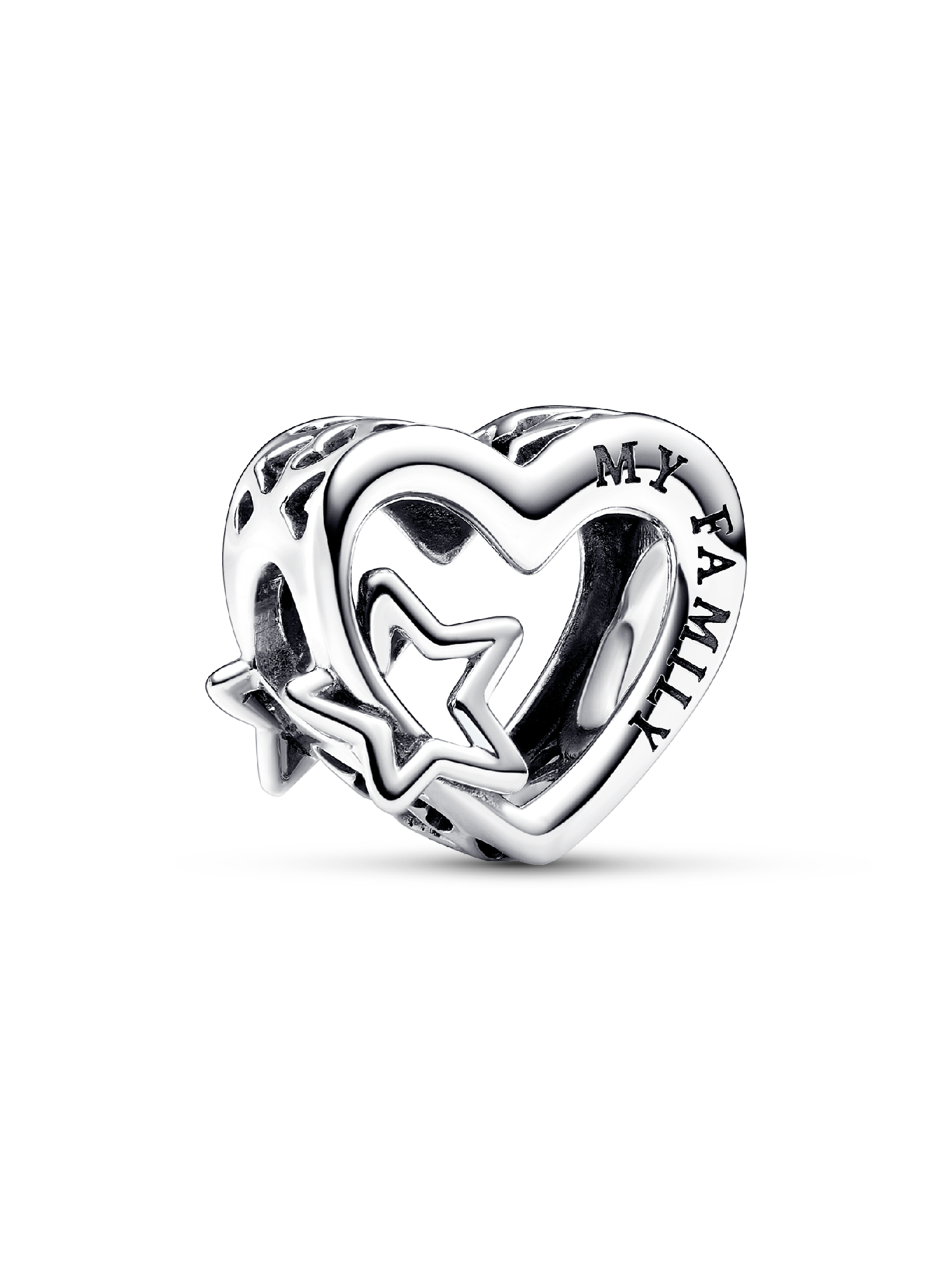 Charm Corazón en filigrana Familia y Estrella