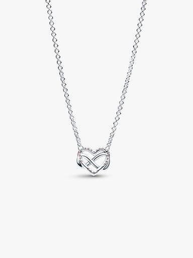 Collar Corazón Infinito Rosa Brillante