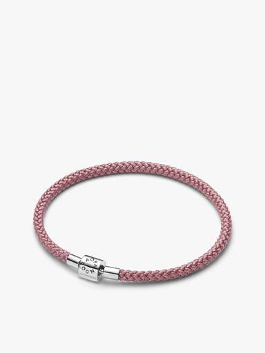 Conjunto de Regalo Pulsera Cordón Rosa con Charms Mini Serpiente, Huella Textura y Mariposa