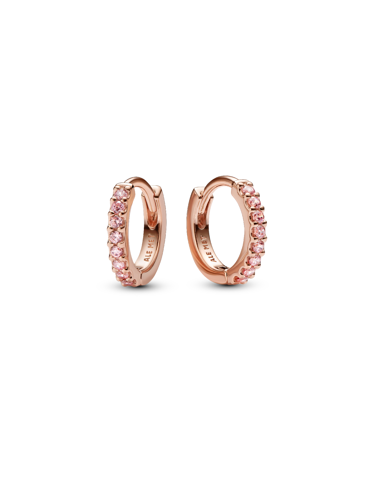 Pendientes de Aro Abrazo Rosa Brillantes