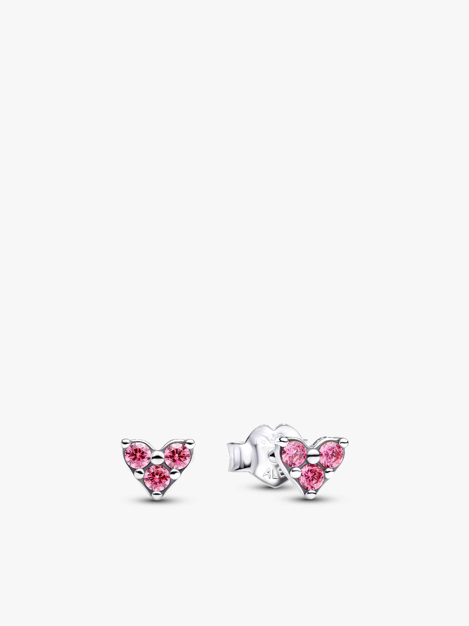Pendientes de botón Corazón Triple Gema Rosa