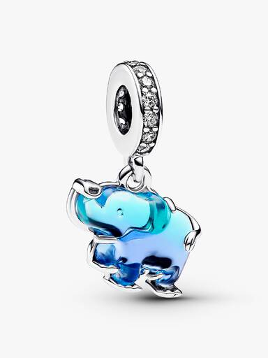 Charm Colgante de Cristal de Murano Azul Elefante