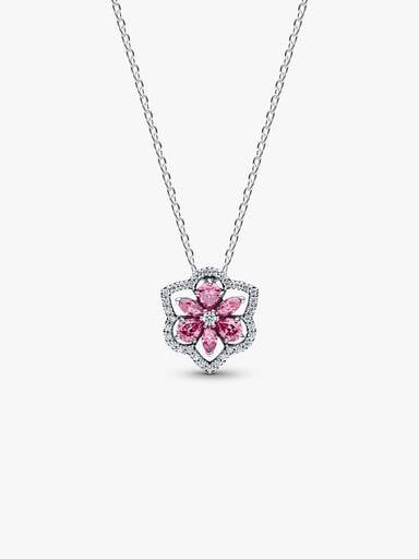 Collar Herbario Flor Rosa Brillante