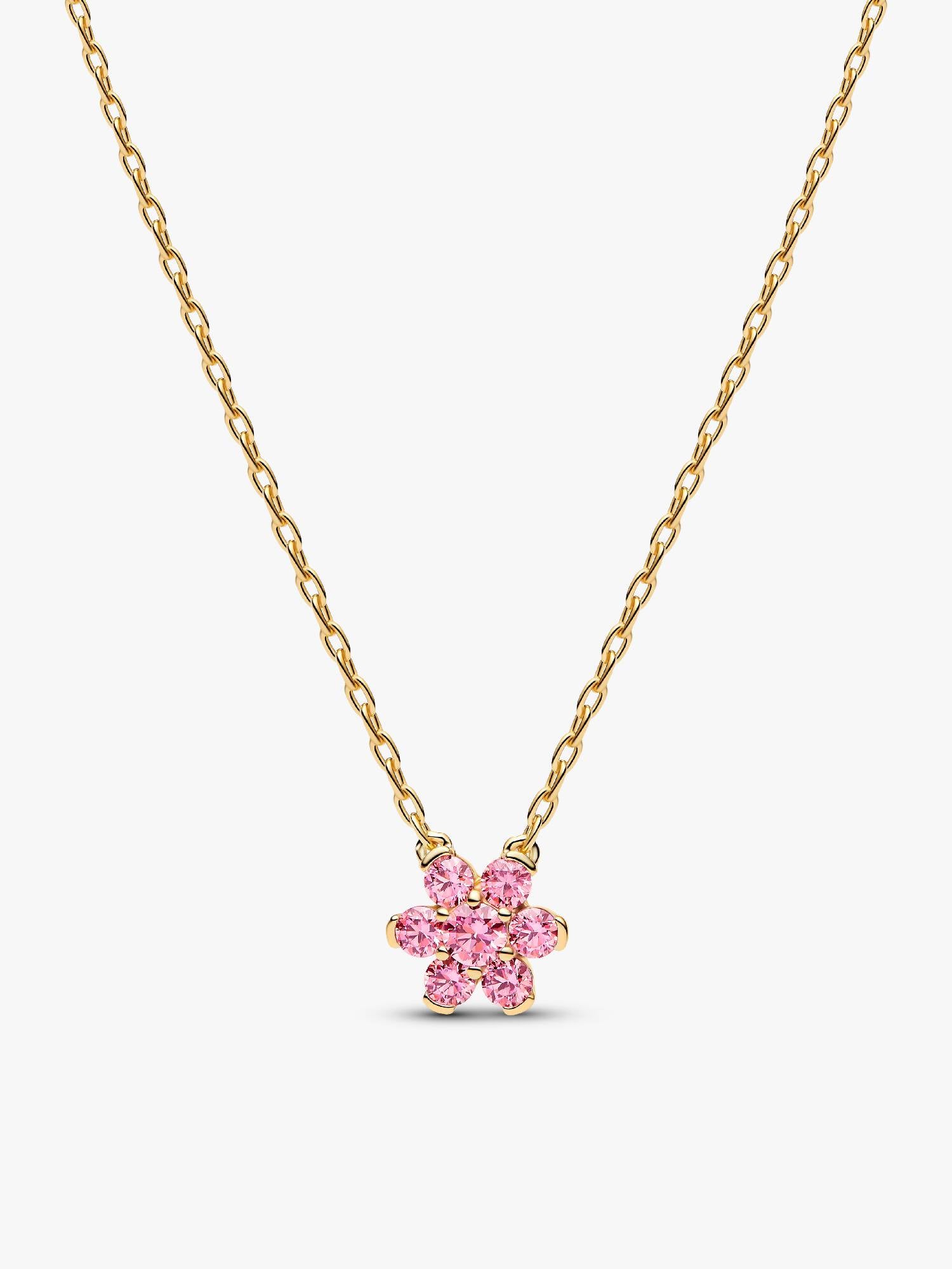 Collar con Colgante Flor Rosa Brillante
