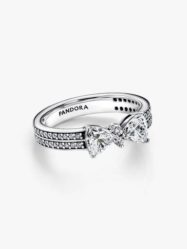 Anillo Doble Banda Lazo Brillante