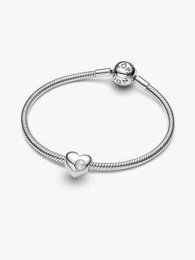 Charm Grabable Corazón Gema Transparente