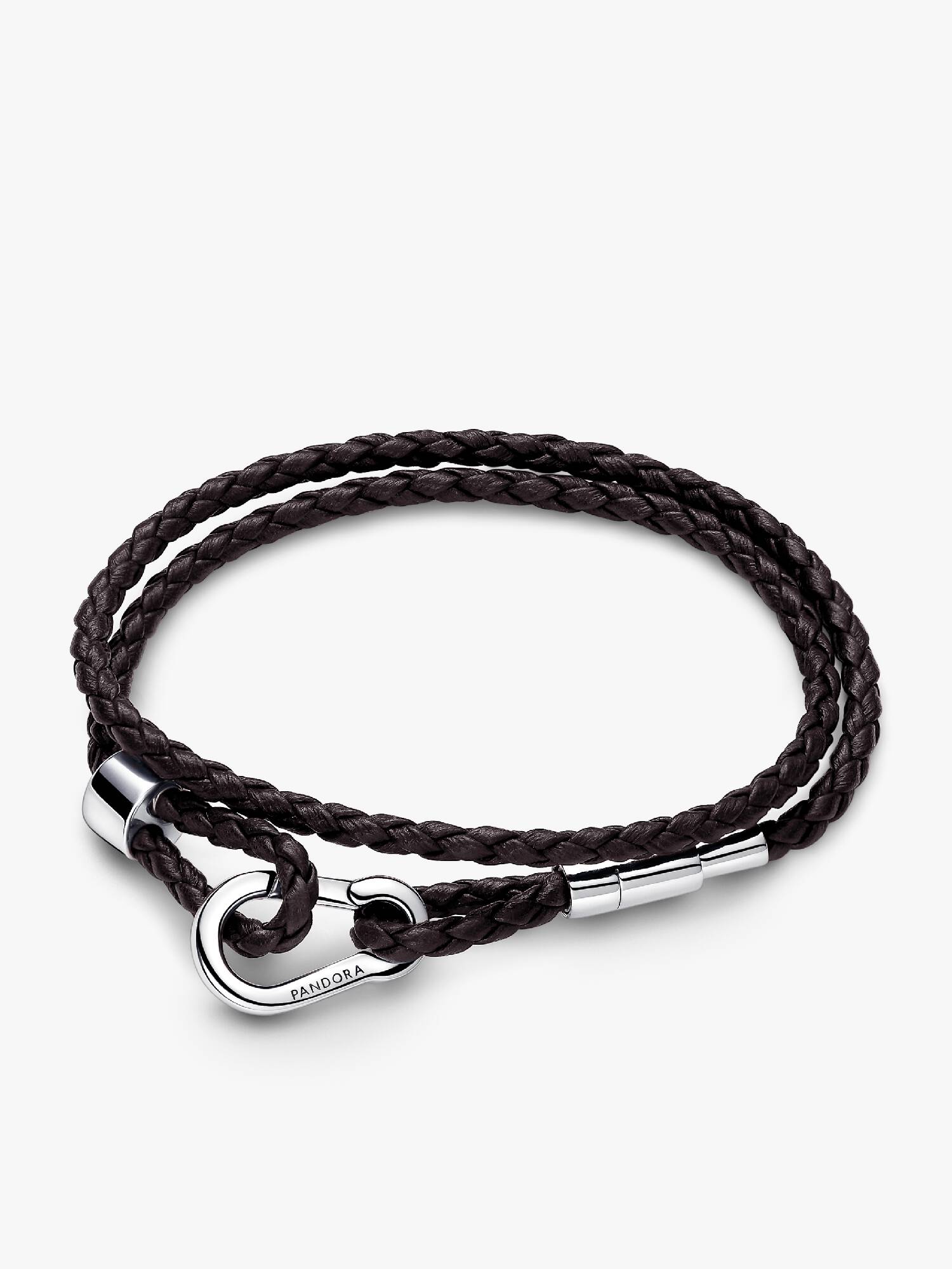 Pulsera Pandora Moments en Cuero Trenzado Doble Marrón