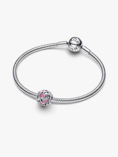 Charm Mamá y Corazones en Filigrana Rosa