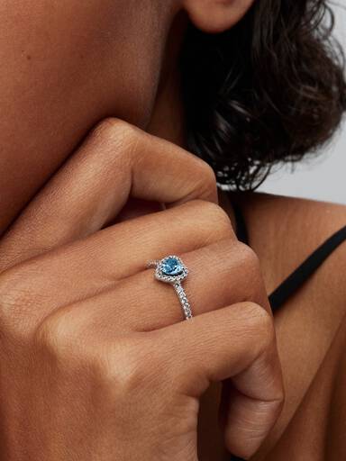 Anillo Corazón Elevado Azul