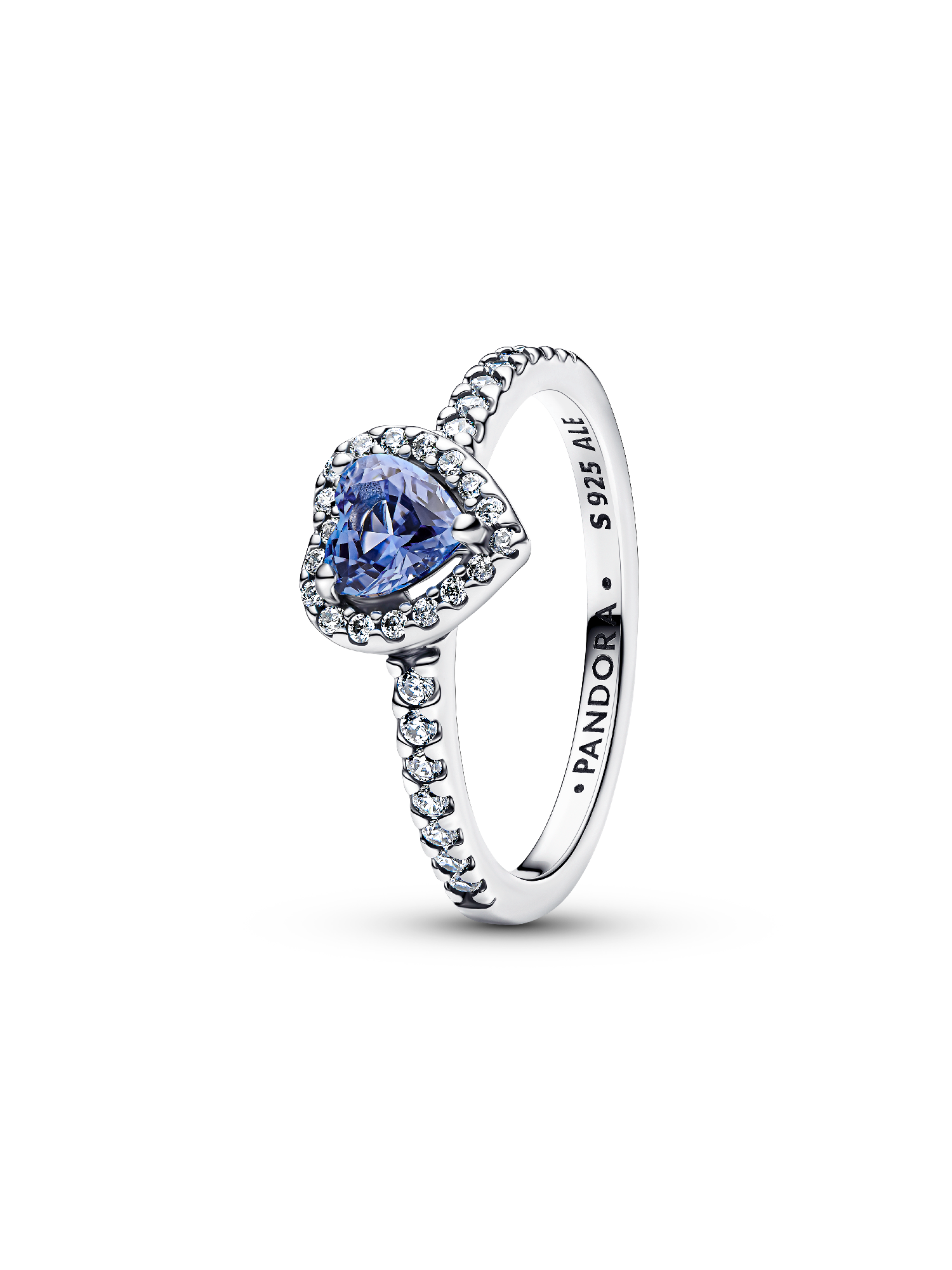 Anillo Corazón Azul en Relieve Brillante