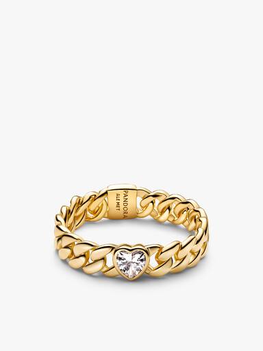 Conjunto de Anillos Cadena Cubana Bicolor
