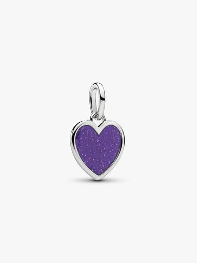 Charm Colgante Grabable Corazón Morado