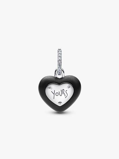 Charm Colgante Candado Corazón Cerámica Negro Mate