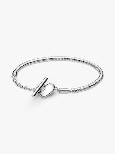 Pulsera de Cadena de Serpiente Barra en T y corazón