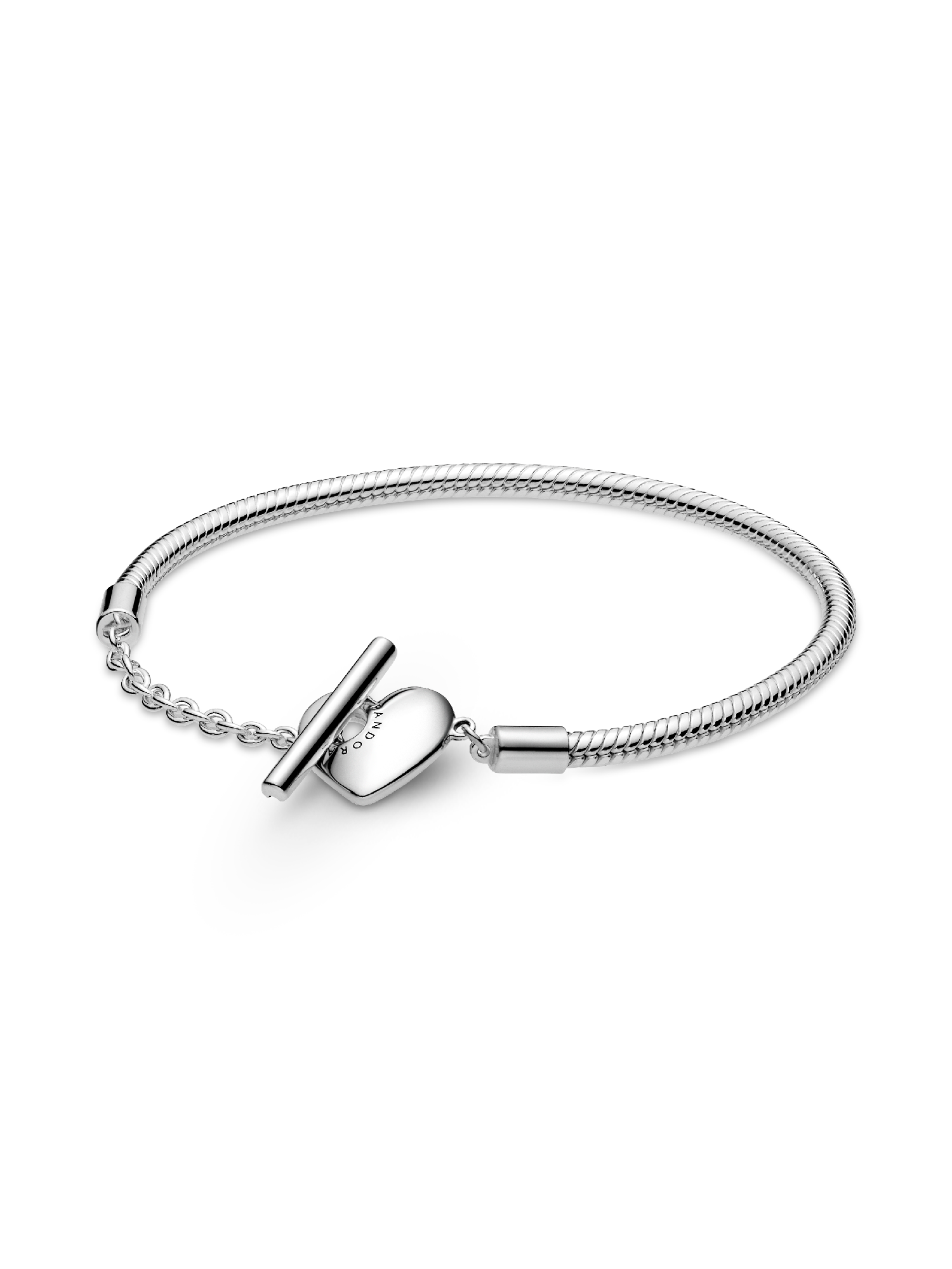 Pulsera de Cadena de Serpiente Barra en T y corazón