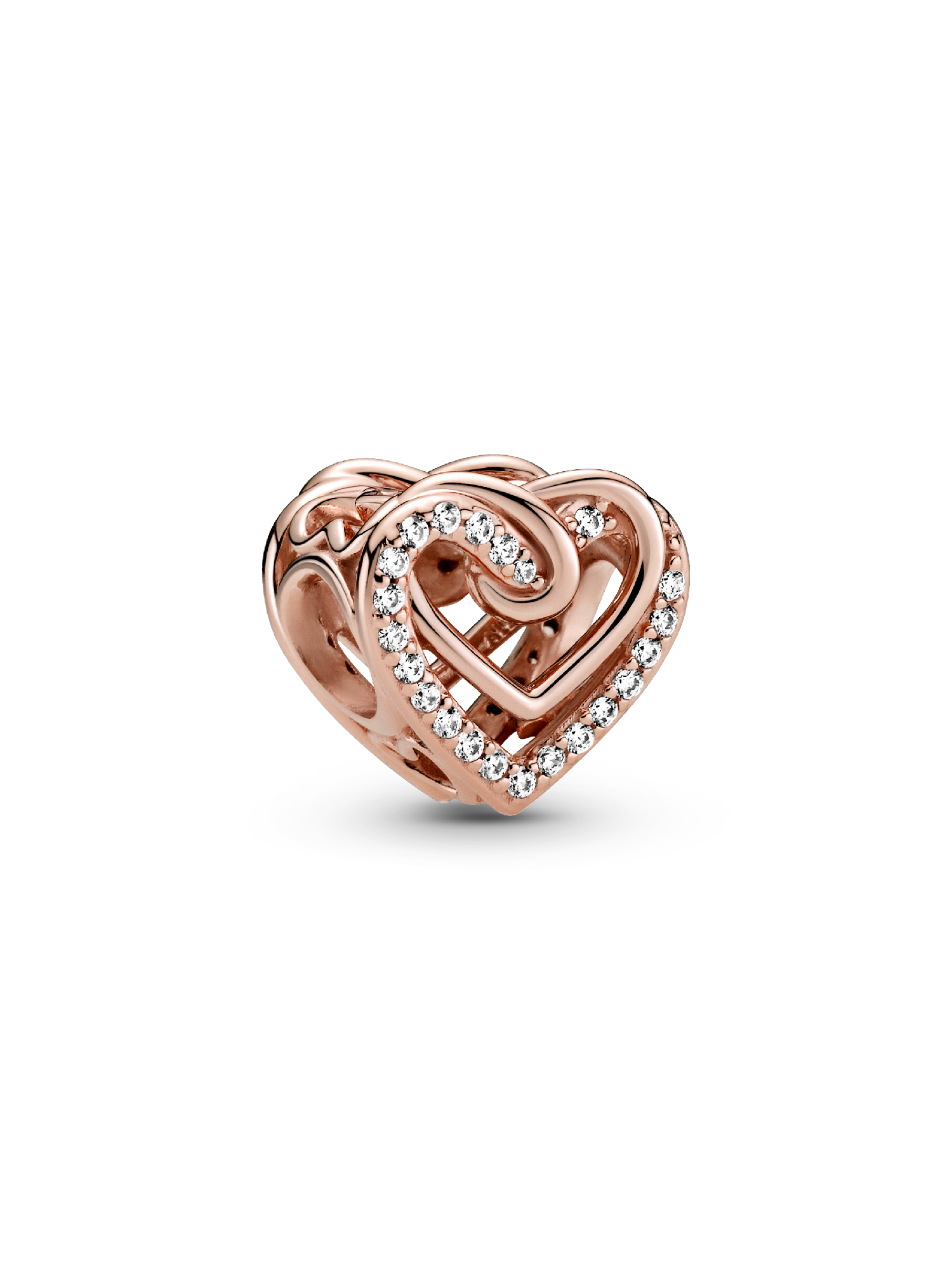 Charm en plata de ley Corazones Brillantes Entrelazados