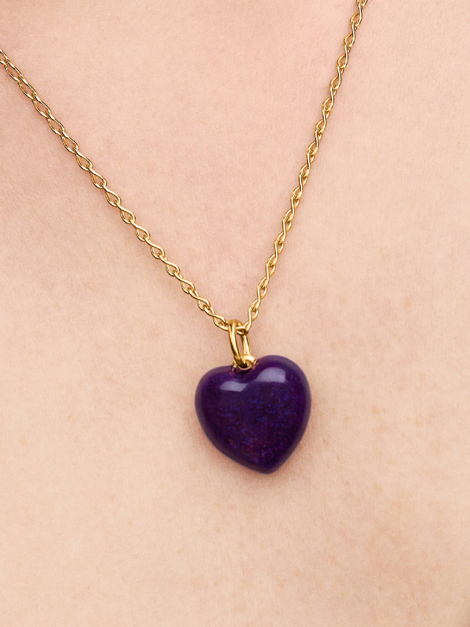 Charm Colgante Corazón Volumen Morado