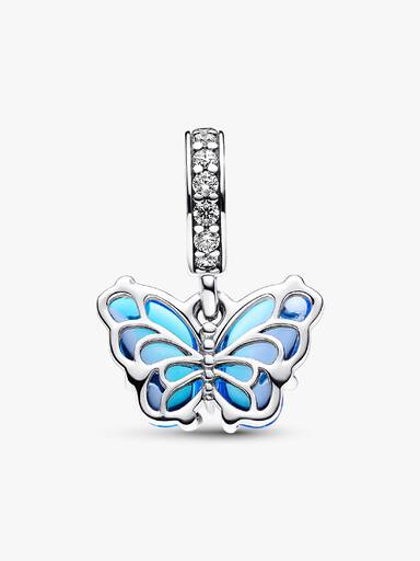 Charm Colgante Mariposa de Cristal de Murano Azul