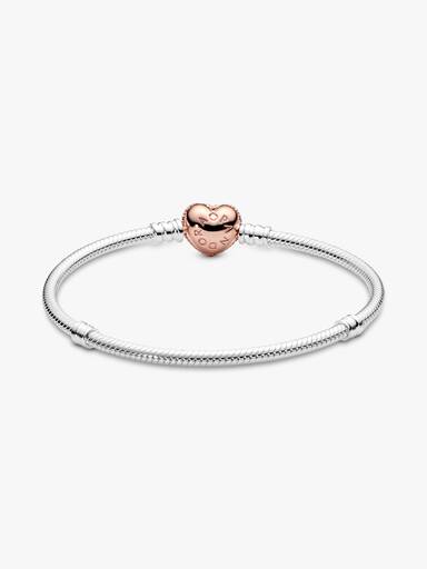 Pulsera de Cadena de Serpiente con Cierre de Corazón en Pavé