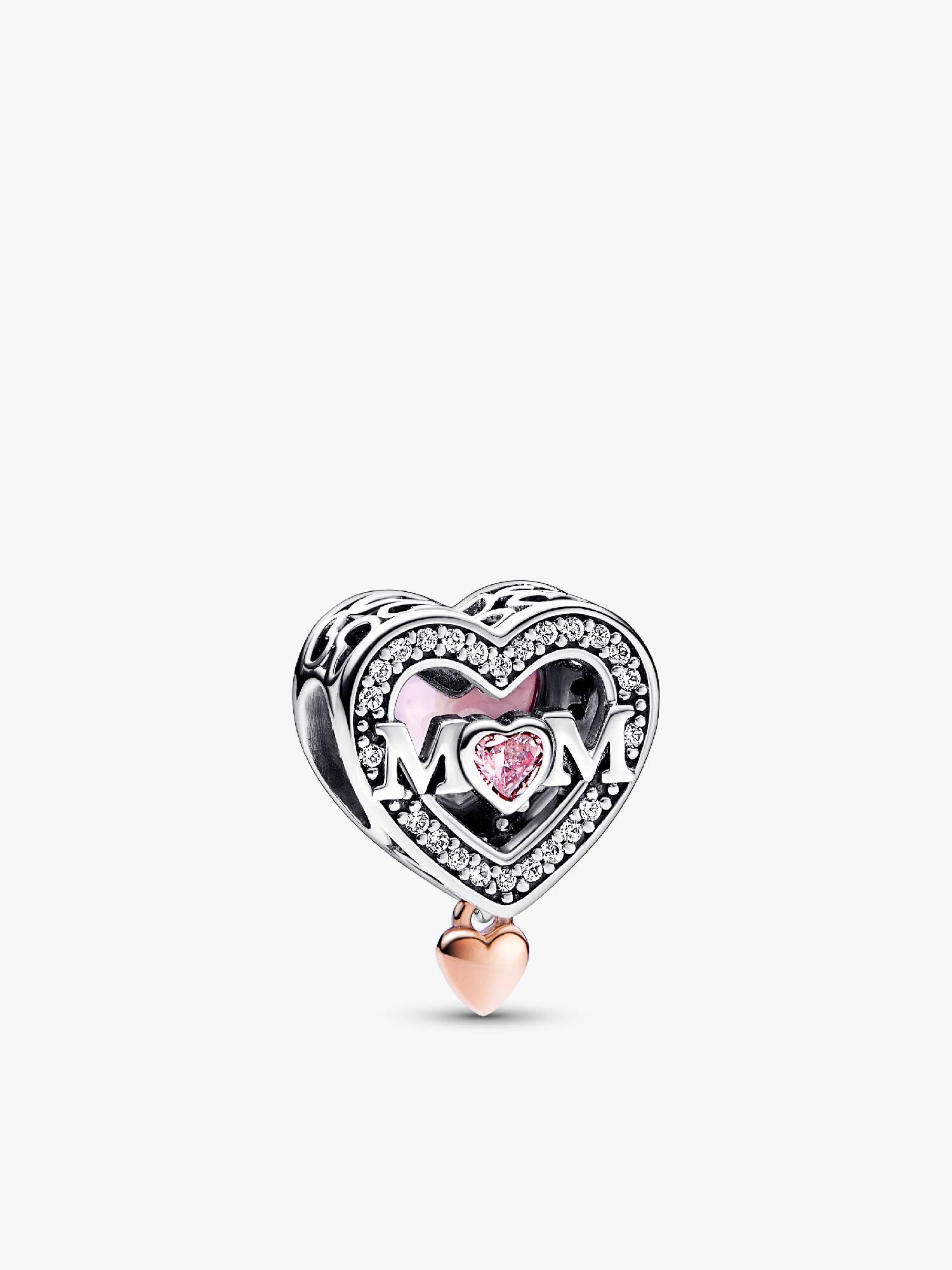 Charm Mamá y Corazón en Filigrana en Dos Tonos