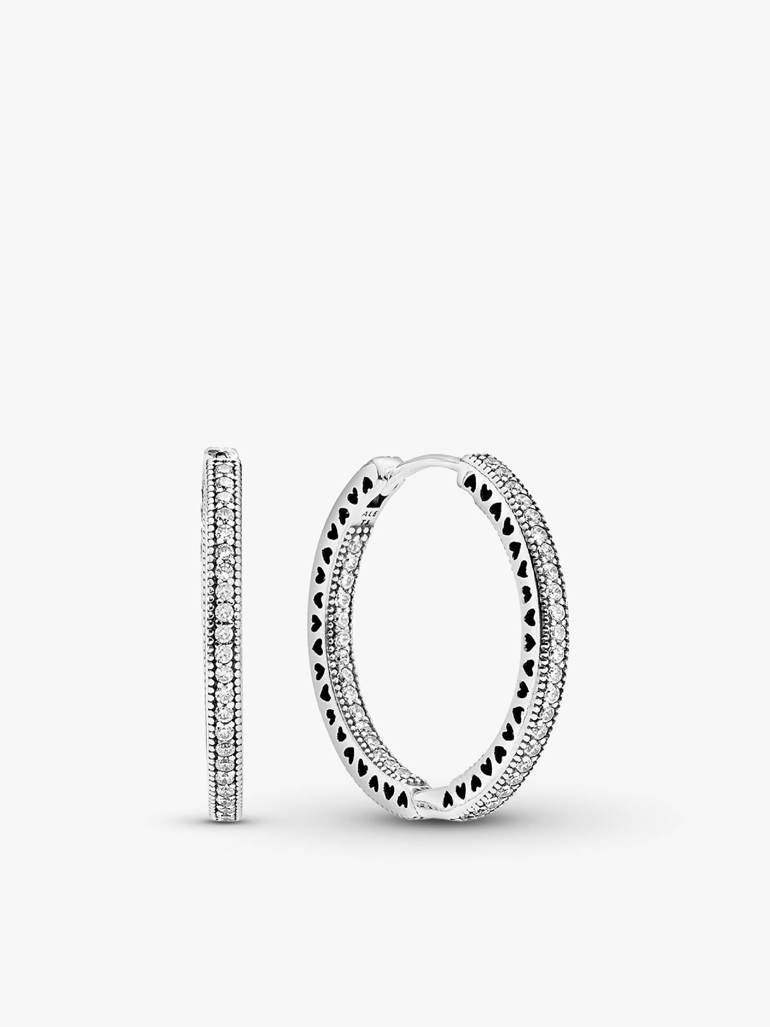Pendientes de aro en plata de ley Corazones de Pandora grandes